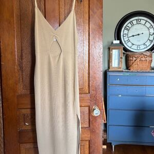 The Drop Tan Yellow Cutout Maxi Dress with Slit XXL Elegant Summer Wedding Guest